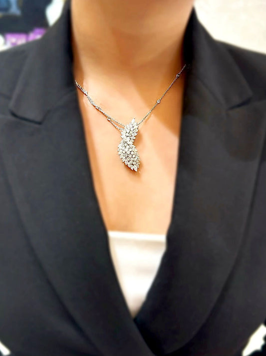 Blatt-Diamant-Halskette 5,33 Karat G VVS1