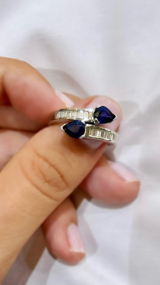 Spiralförmiger Baguette-Diamantring 0,43 Karat. G VVS1